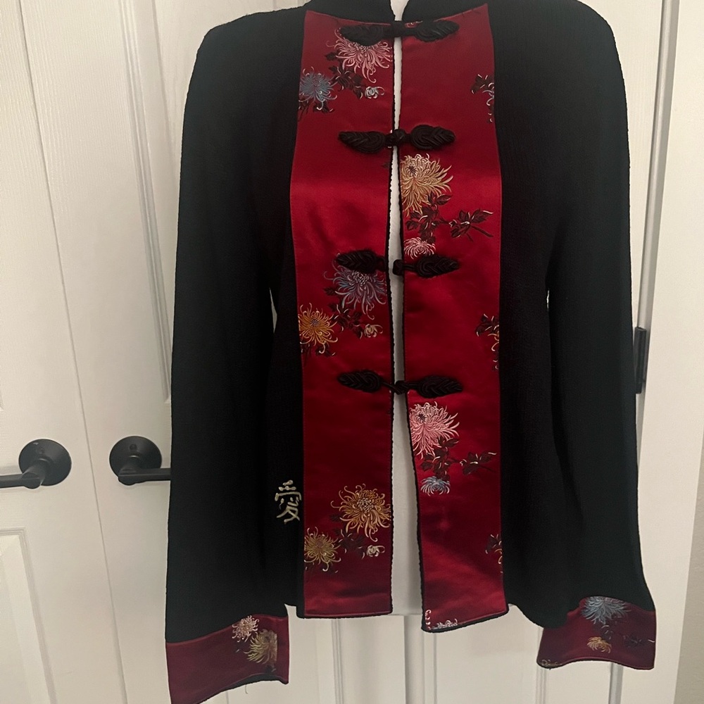 Handloomed Cotton Mandarin Collar Statement Jacket Small - Picture 8 of 10
